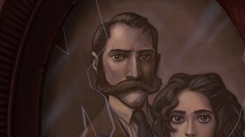 Movie still from “Tarzan” (1999), directed by Kevin Lima – A painting of a man and a woman; Extreme Close Up shot, Low angle