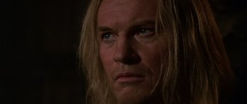 Movie still from “The 13th Warrior” (1999), directed by Michael Crichton – A person with long hair; Close Up shot, Over the shoulder angle