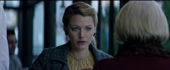 Movie still from “The Age of Adaline” (2015), directed by Lee Toland Krieger – A person wearing a jacket; Close Up shot, Over the shoulder angle