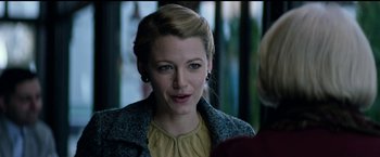 Movie still from “The Age of Adaline” (2015), directed by Lee Toland Krieger – A person wearing a jacket; Close Up shot, Over the shoulder angle