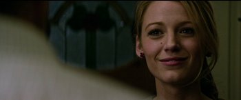 Movie still from “The Age of Adaline” (2015), directed by Lee Toland Krieger – A woman's face with a piercing; Close Up shot, Over the shoulder angle