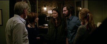 Movie still from “The Age of Adaline” (2015), directed by Lee Toland Krieger – Two women and a man standing next to each other in a room; Medium shot, Over the shoulder angle
