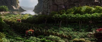 Movie still from “The BFG” (2016), directed by Steven Spielberg – An image of an outdoor area that looks great; Extreme Wide shot, High angle