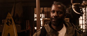 Movie still from “The Book of Eli” (2010), directed by Allen Hughes – A person wearing a jacket; Close Up shot, Low angle