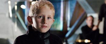 Movie still from “Pandorum” (2009), directed by Christian Alvart – A person wearing a jacket; Close Up shot, Over the shoulder angle