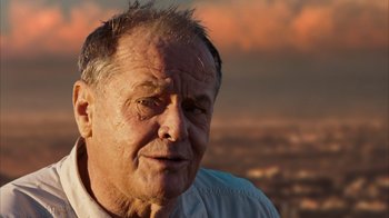 Movie still from “The Bucket List” (2007), directed by Rob Reiner – An older man is looking into the distance; Close Up shot, Over the shoulder angle