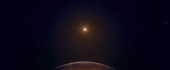 Movie still from “Personal Shopper” (2016), directed by Olivier Assayas – A view of the earth from space with a star in the background; Extreme Wide shot, Overhead angle