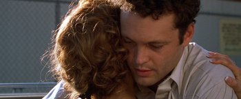 Movie still from “The Cell” (2000), directed by Tarsem Singh – A man and a woman hugging; Close Up shot, Overhead angle