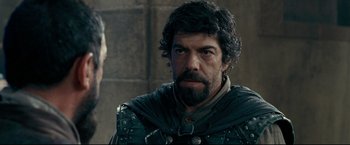 Movie still from “The Chronicles of Narnia: Prince Caspian” (2008), directed by Andrew Adamson – A person with a beard; Close Up shot, Over the shoulder angle