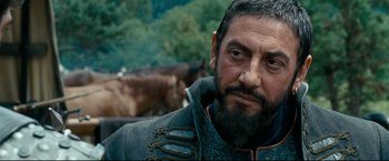 Movie still from “The Chronicles of Narnia: Prince Caspian” (2008), directed by Andrew Adamson – A person with a beard; Close Up shot, Over the shoulder angle