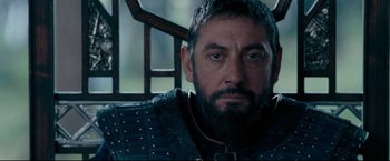 Movie still from “The Chronicles of Narnia: Prince Caspian” (2008), directed by Andrew Adamson – A person with a beard; Close Up shot, Over the shoulder angle