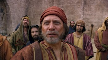 Movie still from “The Chronicles of Narnia: The Voyage of the Dawn Treader” (2010), directed by Michael Apted – A group of men standing next to each other; Medium shot, Low angle