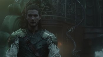 Movie still from “The Chronicles of Narnia: The Voyage of the Dawn Treader” (2010), directed by Michael Apted – A person wearing armor; Medium shot, Low angle