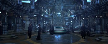 Movie still from “The Chronicles of Riddick” (2004), directed by David Twohy – A scene from the movie star trek into darkness; Extreme Wide shot, High angle