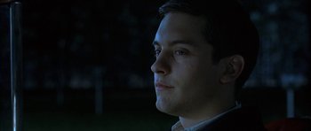 Movie still from “The Cider House Rules” (1999), directed by Lasse Hallström – A person looking at the camera; Close Up shot, Low angle