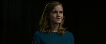 Movie still from “The Circle” (2017), directed by James Ponsoldt – A person wearing a blue shirt; Close Up shot, Over the shoulder angle