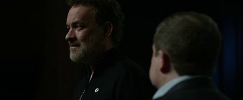 Movie still from “The Circle” (2017), directed by James Ponsoldt – A man in a black jacket and a man in a white shirt; Close Up shot, Over the shoulder angle