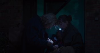 Movie still from “Petite Maman” (2021), directed by Céline Sciamma – Medium shot, High angle