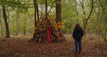 Movie still from “Petite Maman” (2021), directed by Céline Sciamma – Wide shot, Over the shoulder angle