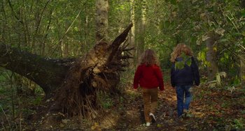 Movie still from “Petite Maman” (2021), directed by Céline Sciamma – Wide shot, Low angle
