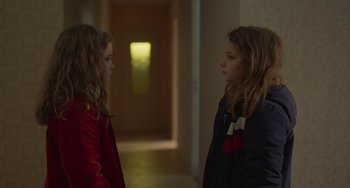 Movie still from “Petite Maman” (2021), directed by Céline Sciamma – Medium shot, Over the shoulder angle