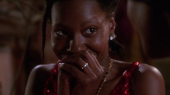 Movie still from “The Color Purple” (1985), directed by Steven Spielberg – A person with a ring on her finger; Close Up shot, Over the shoulder angle