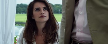 Movie still from “The Counselor” (2013), directed by Ridley Scott – A woman sitting on a train looking out the window; Close Up shot, Over the shoulder angle