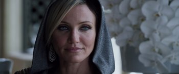 Movie still from “The Counselor” (2013), directed by Ridley Scott – A person wearing a hood; Close Up shot, Over the shoulder angle