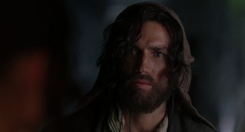 Movie still from “The Count of Monte Cristo” (2002), directed by Kevin Reynolds – A man with long hair and a beard; Close Up shot, Over the shoulder angle