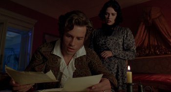 Movie still from “The Count of Monte Cristo” (2002), directed by Kevin Reynolds – A man and a woman are looking at a piece of paper; Medium shot, Over the shoulder angle