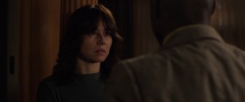 Movie still from “The Curse of La Llorona” (2019), directed by Michael Chaves – A person looking at the camera; Close Up shot, Over the shoulder angle