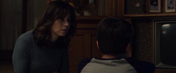 Movie still from “The Curse of La Llorona” (2019), directed by Michael Chaves – A woman and a boy are talking to each other; Close Up shot, Over the shoulder angle