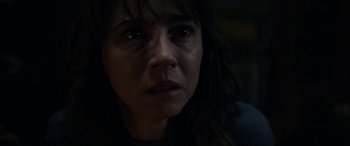 Movie still from “The Curse of La Llorona” (2019), directed by Michael Chaves – A woman's face in the dark; Close Up shot, Over the shoulder angle