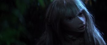 Movie still from “The Dark Crystal” (1982), directed by Frank Oz – The face of a troll doll; Extreme Close Up shot, High angle