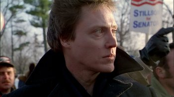 Movie still from “The Dead Zone” (1983), directed by David Cronenberg – A person wearing a jacket; Close Up shot, Low angle