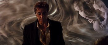 Movie still from “The Devil's Advocate” (1997), directed by Taylor Hackford – A person wearing a jacket; Close Up shot, Low angle