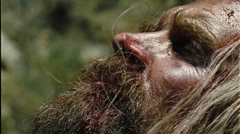 Movie still from “The Devil's Rejects” (2005), directed by Rob Zombie – A person with a beard; Extreme Close Up shot, Low angle