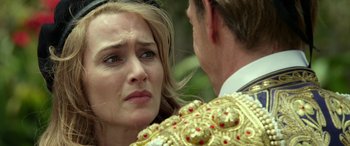 Movie still from “The Dressmaker” (2015), directed by Jocelyn Moorhouse – A person looking at another person; Close Up shot, Over the shoulder angle