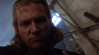 Movie still from “The Fisher King” (1991), directed by Terry Gilliam – A person with long hair; Close Up shot, Low angle