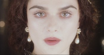Movie still from “The Fountain” (2006), directed by Darren Aronofsky – A woman's eyes and face; Close Up shot, Overhead angle