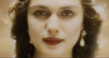Movie still from “The Fountain” (2006), directed by Darren Aronofsky – A woman's eyes and face; Close Up shot, Overhead angle