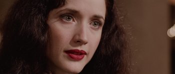 Movie still from “The Frighteners” (1996), directed by Peter Jackson – A person with red lipstick; Extreme Close Up shot, High angle