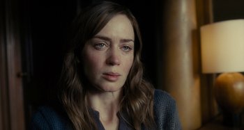 Movie still from “The Girl on the Train” (2016), directed by Tate Taylor – A person with long hair; Close Up shot, Over the shoulder angle