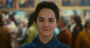 Movie still from “Portrait of a Lady on Fire” (2019), directed by Céline Sciamma – A person wearing a blue shirt; Close Up shot, Over the shoulder angle
