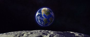 Movie still from “The Good Dinosaur” (2015), directed by Peter Sohn – An image of an earth from the moon surface; Extreme Wide shot, High angle