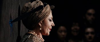 Movie still from “The Great Beauty” (2013), directed by Paolo Sorrentino – A person wearing a head scarf; Close Up shot, Over the shoulder angle