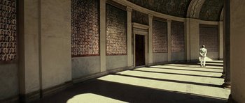 Movie still from “The Great Beauty” (2013), directed by Paolo Sorrentino – A room that has a lot of windows on the wall; Extreme Wide shot, High angle