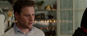 Movie still from “The Green Hornet” (2011), directed by Michel Gondry – A person wearing a shirt and a tie; Close Up shot, Over the shoulder angle