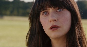 Movie still from “The Happening” (2008), directed by M. Night Shyamalan – A person with blue eyes; Close Up shot, Over the shoulder angle