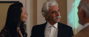 Movie still from “The Hero” (2017), directed by Brett Haley – An older man and a younger woman are looking at one another; Close Up shot, Over the shoulder angle